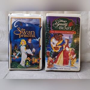 Disney Lot Of 2 VHS Beauty & the Beast A Enchanted Christmas Swan Princess Tapes